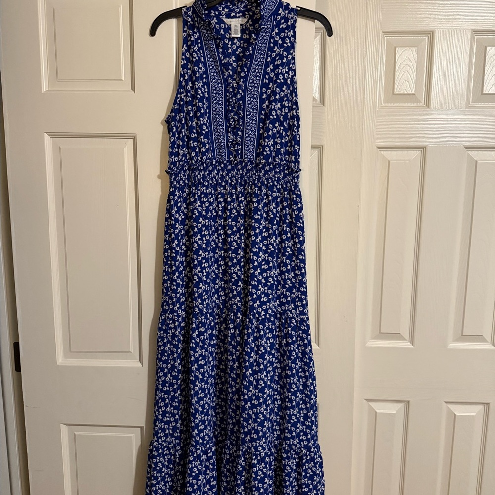 London Times Blue Floral Maxi Dress